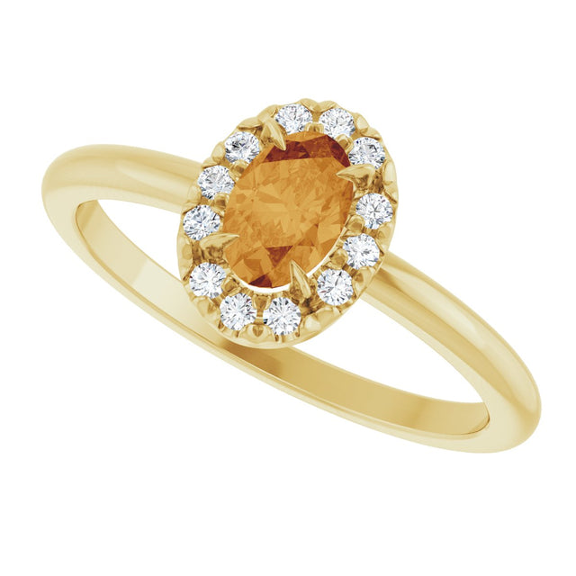 14K Gold Emerald Natural Citrine Halo-Style Ring - Yellow Gold - view 5