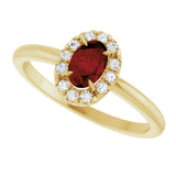 14K Gold Emerald Natural Mozambique Garnet Halo-Style Ring - Yellow Gold - view 5