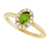 14K Gold Emerald Natural Peridot Halo-Style Ring - Yellow Gold - view 5