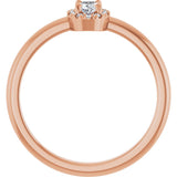 14K Gold Emerald Natural White Sapphire Halo-Style Ring - Rose Gold - view 2