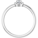 14K Gold Emerald Natural White Sapphire Halo-Style Ring - White Gold - view 2