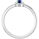 Platinum Emerald Natural Blue Sapphire Halo-Style Ring - view 2