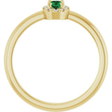 14K Gold Emerald Lab-Grown Emerald Halo-Style Ring - Yellow Gold - view 2