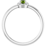 Platinum Emerald Natural Peridot Halo-Style Ring - view 2