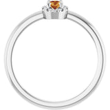 Platinum Emerald Natural Citrine Halo-Style Ring - view 2