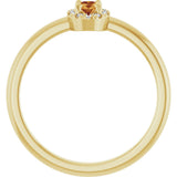14K Gold Emerald Natural Citrine Halo-Style Ring - Yellow Gold - view 2