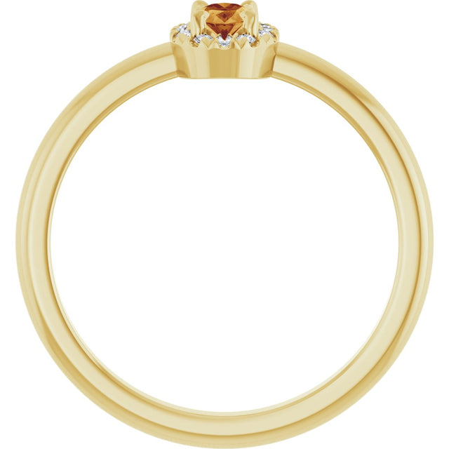 14K Gold Emerald Natural Citrine Halo-Style Ring - Yellow Gold - view 2
