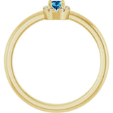 14K Gold Emerald Natural Blue Zircon Halo-Style Ring - Yellow Gold - view 2