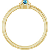14K Gold Emerald Natural Aquamarine Halo-Style Ring - Yellow Gold - view 2
