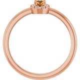 14K Gold Emerald Natural Citrine Halo-Style Ring - Rose Gold - view 2