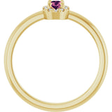 14K Gold Emerald Natural Pink Tourmaline Halo-Style Ring - Yellow Gold - view 2