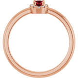 14K Gold Emerald Lab-Grown Ruby Halo-Style Ring - Rose Gold - view 2