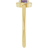14K Gold Emerald Lab-Grown Alexandrite Halo-Style Ring - Yellow Gold - view 4