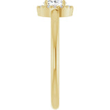 14K Gold Emerald Natural White Sapphire Halo-Style Ring - Yellow Gold - view 4