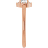 14K Gold Emerald Natural White Sapphire Halo-Style Ring - Rose Gold - view 4