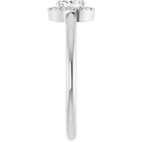 14K Gold Emerald Natural White Sapphire Halo-Style Ring - White Gold - view 4
