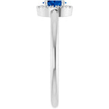 Platinum Emerald Lab-Grown Blue Sapphire Halo-Style Ring - view 4