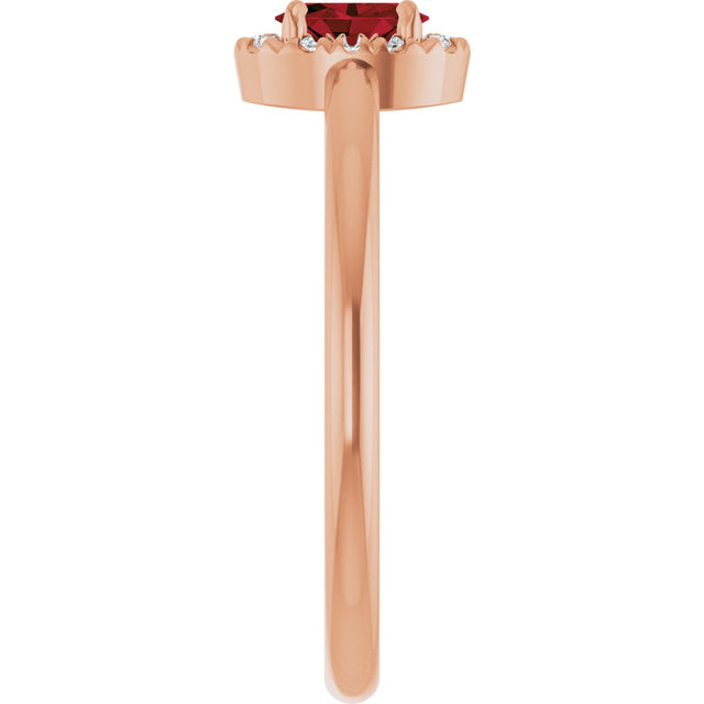 14K Gold Emerald Natural Mozambique Garnet Halo-Style Ring - Rose Gold - view 4