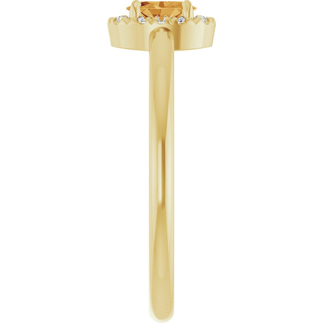 14K Gold Emerald Natural Citrine Halo-Style Ring - Yellow Gold - view 4