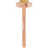 14K Gold Emerald Natural Citrine Halo-Style Ring - Rose Gold - view 4