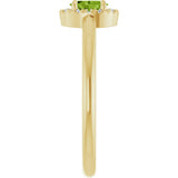 14K Gold Emerald Natural Peridot Halo-Style Ring - Yellow Gold - view 4