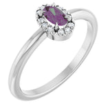 Platinum Emerald Lab-Grown Alexandrite Halo-Style Ring