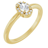 14K Gold Emerald Natural White Sapphire Halo-Style Ring - Yellow Gold