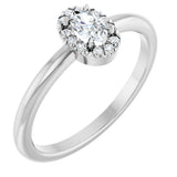 14K Gold Emerald Natural White Sapphire Halo-Style Ring - White Gold