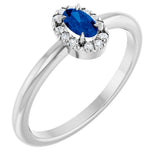 Platinum Emerald Lab-Grown Blue Sapphire Halo-Style Ring
