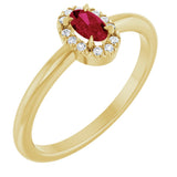 14K Gold Emerald Natural Ruby Halo-Style Ring - Yellow Gold