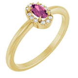 14K Gold Emerald Natural Pink Tourmaline Halo-Style Ring - Yellow Gold
