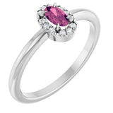 Platinum Emerald Natural Pink Tourmaline Halo-Style Ring