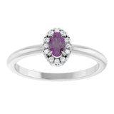 14K Gold Emerald Lab-Grown Alexandrite Halo-Style Ring - White Gold - view 3