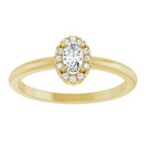14K Gold Emerald Natural White Sapphire Halo-Style Ring - Yellow Gold - view 3