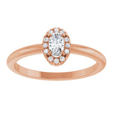 14K Gold Emerald Natural White Sapphire Halo-Style Ring - Rose Gold - view 3