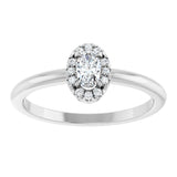 Platinum Emerald Natural White Sapphire Halo-Style Ring - view 3