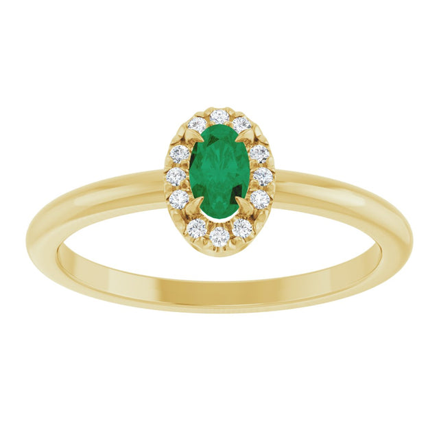 14K Gold Emerald Natural Emerald Halo-Style Ring - Yellow Gold - view 3