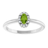 Platinum Emerald Natural Peridot Halo-Style Ring - view 3