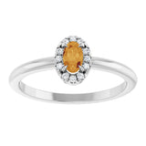 Platinum Emerald Natural Citrine Halo-Style Ring - view 3