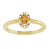 14K Gold Emerald Natural Citrine Halo-Style Ring - Yellow Gold - view 3
