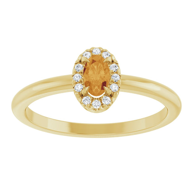14K Gold Emerald Natural Citrine Halo-Style Ring - Yellow Gold - view 3