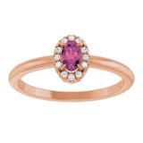14K Gold Emerald Natural Pink Tourmaline Halo-Style Ring - Rose Gold - view 3