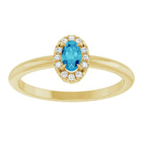 14K Gold Emerald Natural Blue Zircon Halo-Style Ring - Yellow Gold - view 3
