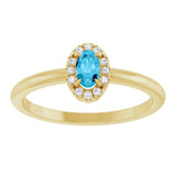 14K Gold Emerald Natural Aquamarine Halo-Style Ring - Yellow Gold - view 3