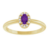 14K Gold Emerald Natural Amethyst Halo-Style Ring - Yellow Gold - view 3