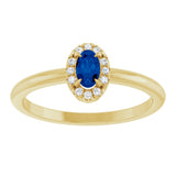 14K Gold Emerald Natural Blue Sapphire Halo-Style Ring - Yellow Gold - view 3