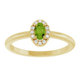 14K Gold Emerald Natural Peridot Halo-Style Ring - Yellow Gold - view 3