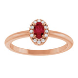 14K Gold Emerald Natural Ruby Halo-Style Ring - Rose Gold - view 3