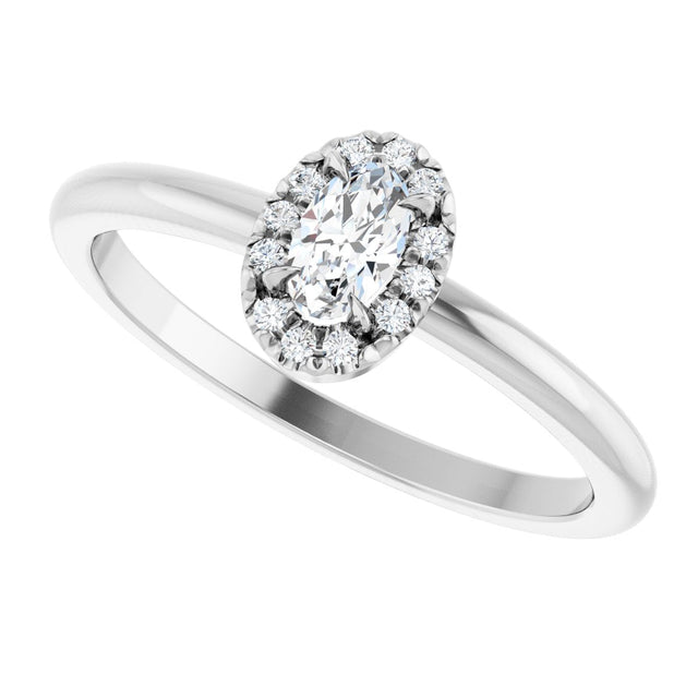 14K Gold Emerald Natural White Sapphire Halo-Style Ring - White Gold - view 5