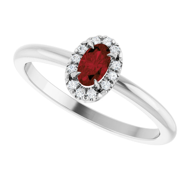 Platinum Emerald Natural Mozambique Garnet Halo-Style Ring - view 5